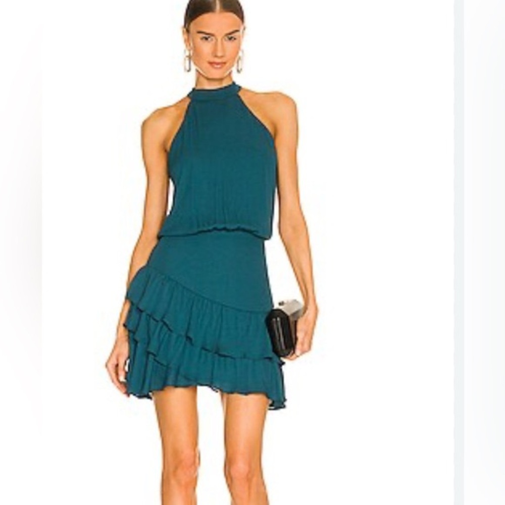 Elegant Teal Halter Dress